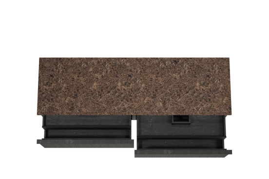 Balmani Forma meuble salle de bains suspendu 180 x 55 cm chêne noir avec Stretto tablette simple ou double en marbre dark emperador, Nervure droite symétrique verticale