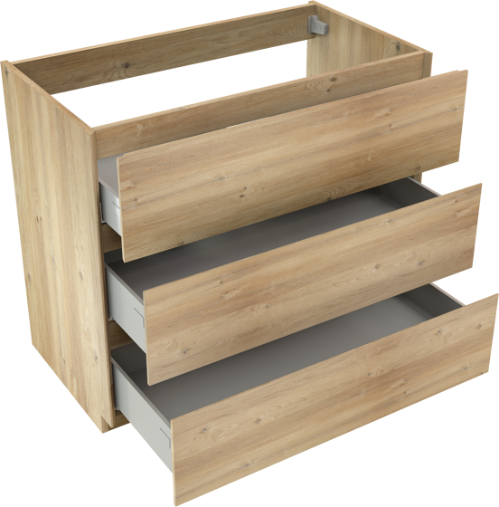 Storke Edge staande wastafelonderkast 95 x 52 cm ruw eiken 3 lades