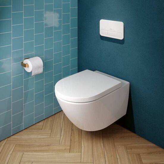 Villeroy & Boch Subway 3.0 wc suspendu blanc brillant sans rebord TwistFlush, tapis d'isolation inclus