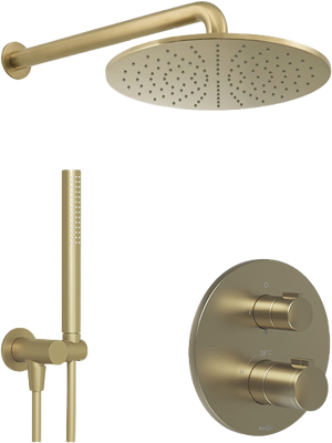 Blaufoss Smartbox Round colonne de douche de pluie encastré robinet thermostatique Brushed Champagne Gold