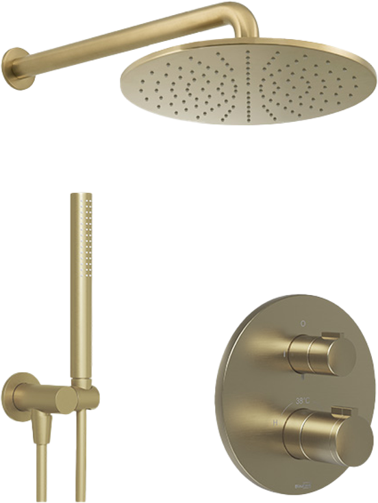 Blaufoss Smartbox Round colonne de douche de pluie encastré robinet thermostatique Brushed Champagne Gold