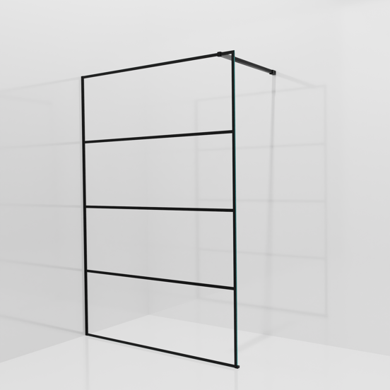 Balmani Modular Walk-In Dusche: 140 x 200 cm, Lined, inklusive Coating, Profil Schwarz matt