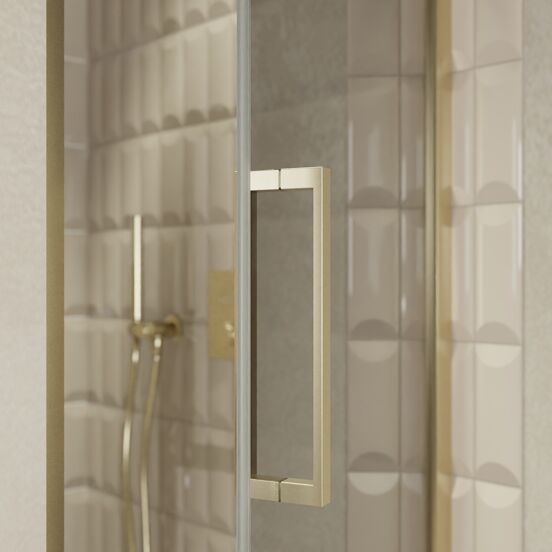 Balmani Senses Design Dusche Drehtür, Rechts, 90 cm x 210 cm, Reflex-Spiegelglas, Profil Brushed Champagner Gold