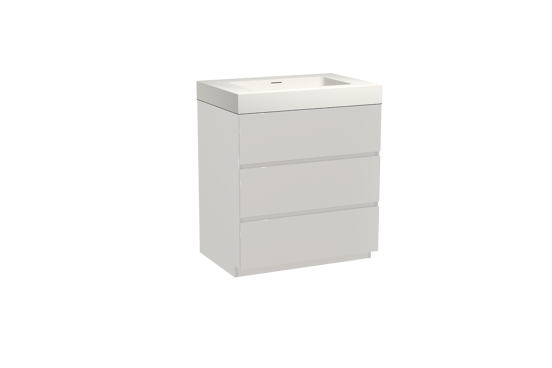 Storke Edge meuble salle de bains à poser 75 x 52 cm blanc brillant avec Mata High plan simple en solid surface blanc mat