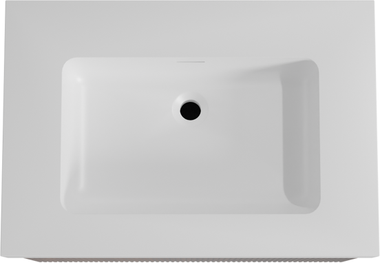 Storke Ribs hängendes Möbelstück Set: 75 x 52 cm, Nussbaum, mit Mata High Einzelwaschtisch, Solid Surface, Weiß matt, Vertikale symmetrische gerade Rippe