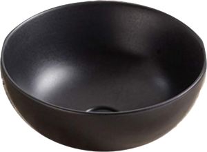 Luca Varess Supra Aufsatzwaschbecken: Schwarz matte Keramik, rund, Ø 36 cm