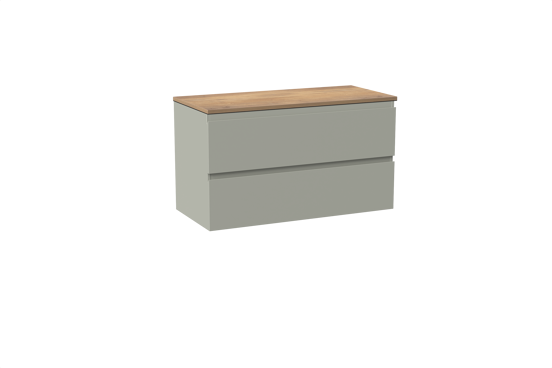 Linie Lado meuble salle de bains suspendu 100 x 46 cm greige avec Lado tablette simple ou double en mélaminé chêne naturel