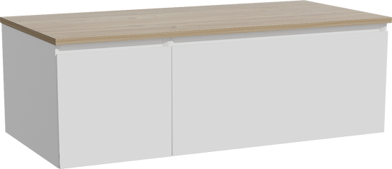 Storke Edge meuble salle de bains suspendu 110 x 52 cm blanc mat avec Panton tablette simple en mélaminé chêne brut