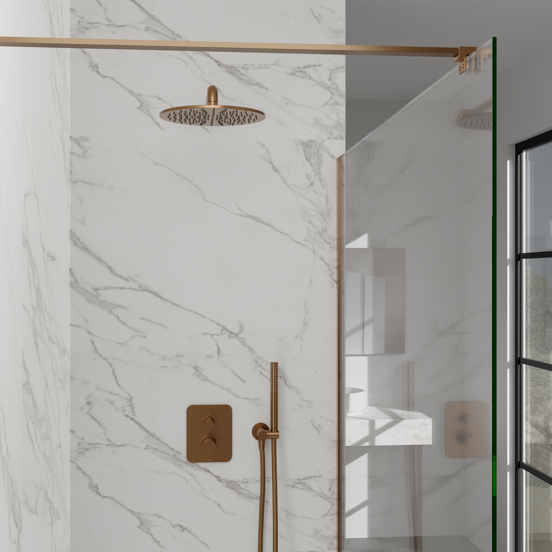 Blaufoss Smartbox Softline thermostatische inbouw douchekraan 2 functies Brushed Rosegold incl. inbouwelement