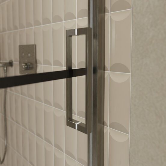 Balmani Senses Design Dusche Schiebetür, Rechts, 120 cm x 210 cm, Lined Glas, Profil Brushed GunMetal
