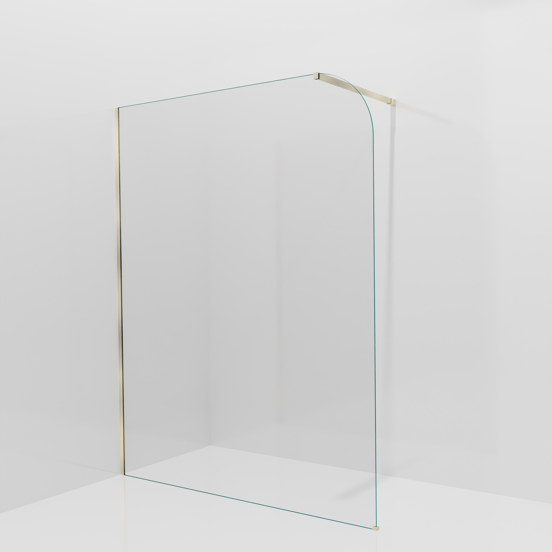 Balmani Modular Walk-In Dusche: 160 x 200 cm, Klarglas abgerundet, inklusive Coating, Profil Brushed Champagne Gold
