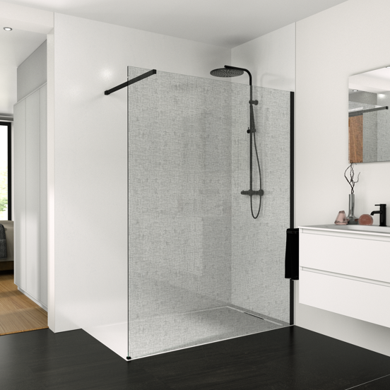 Balmani Modular inloopdouche 80 x 200 cm linnen zwart glas mat zwart profiel