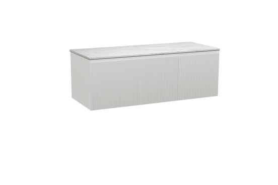 Balmani Fila meuble salle de bains suspendu 135 x 55 cm blanc mat avec Stretto tablette simple ou double en marbre carrara, Nervure droite symétrique verticale