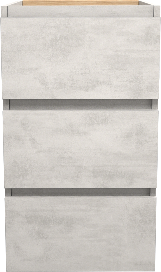 Balmani Lucida stehender Bad-Unterschrank, 45 x 55 cm, Beton silbergrau, 3 Schubladen