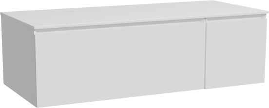 Storke Edge meuble salle de bains suspendu 120 x 52 cm blanc brillant avec Tavola tablette simple ou double en solid surface blanc mat