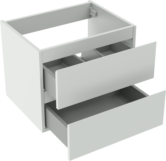 Storke Delta zwevende wastafelonderkast 60 x 48 cm mat wit 2 lades