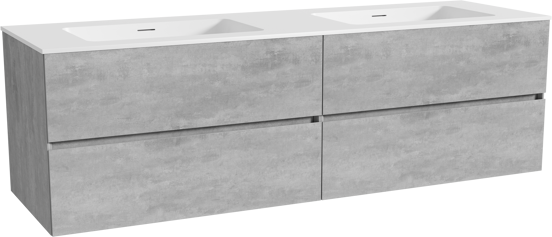 Storke Edge meuble salle de bains suspendu 170 x 52 cm béton gris foncé avec Mata double vasque en solid surface blanc mat