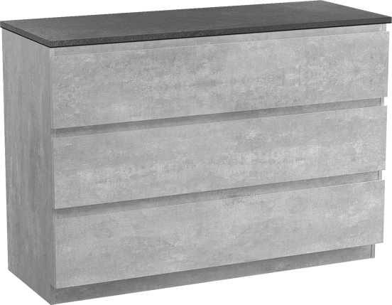 Linie Lado freistehendes Möbelstück Set: 120 x 46 cm, Beton dunkelgrau, mit Lado Einzel- oder Doppel Waschtischplatte, Melamin Schiefergrau