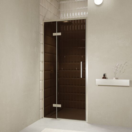 Balmani Senses Design douche draaideur links 100 cm x 210 cm Brons glas, Brushed CoolMetal profielen