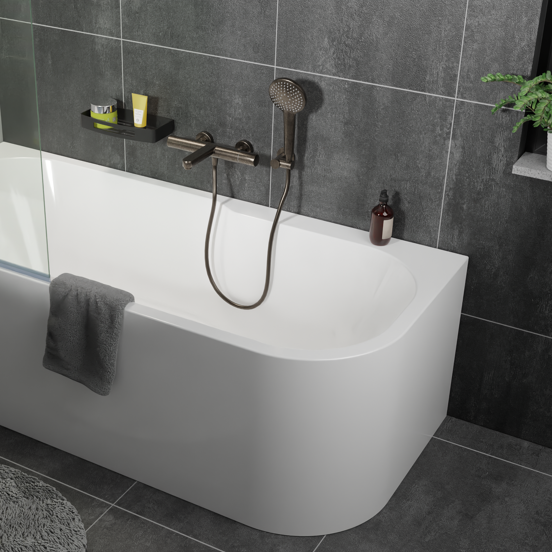 Blaufoss Round douchekop met slang 3 straalsoorten Brushed GunMetal
