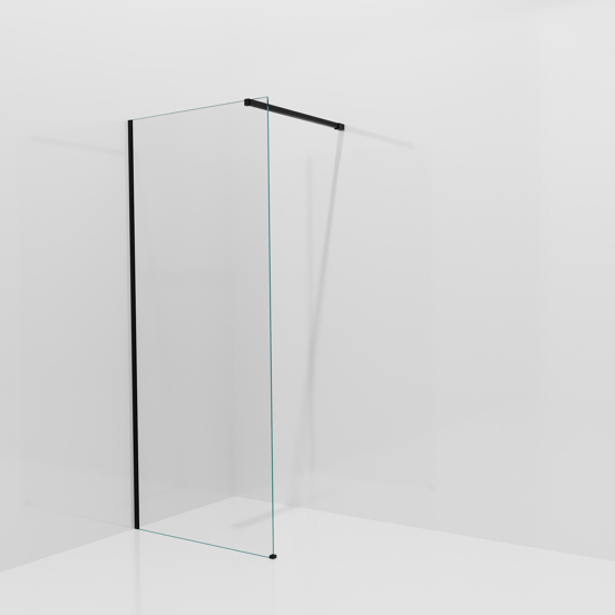 Balmani Modular Walk-In Dusche: 90 x 200 cm, Klarglas, inklusive Coating, Profil Schwarz matt