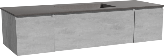 Storke Edge meuble salle de bains suspendu 155 x 52 cm béton gris foncé avec Scuro plan simple en quartz noir mat