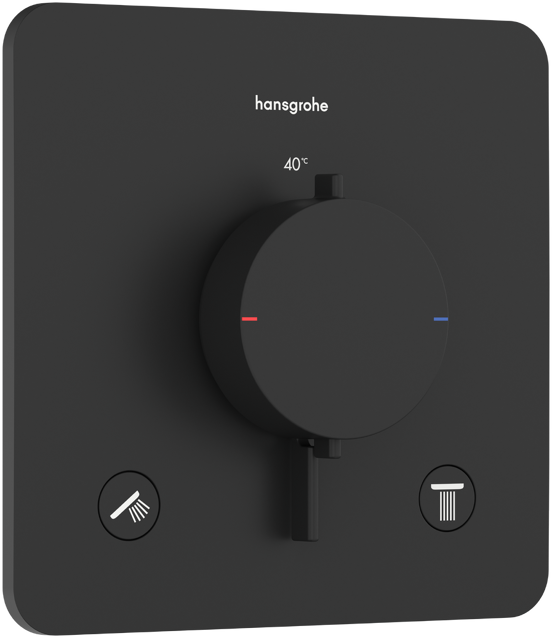 Hansgrohe Ecostat Comfort Q Thermostat-Duscharmatur: Unterputz, für 2 Verbraucher, Schwarz matt