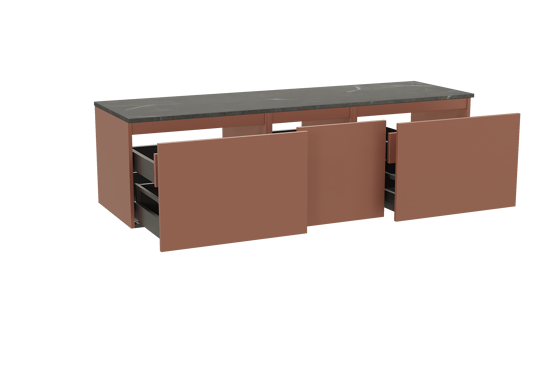 Balmani Sfera meuble salle de bains suspendu 180 x 55 cm cotto avec Stretto tablette simple ou double en marbre pietra grey