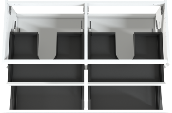 Balmani Idra zwevende wastafelonderkast 135 x 55 cm mat wit 4 lades