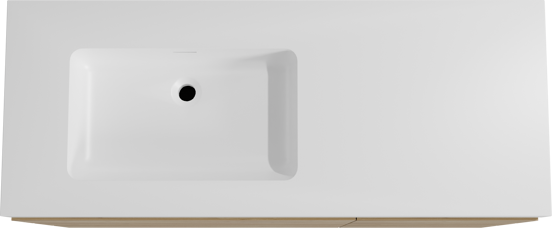 Storke Edge staand badkamermeubel 130 x 52 cm ruwe eik met Mata High asymmetrisch linkse wastafel in solid surface mat wit