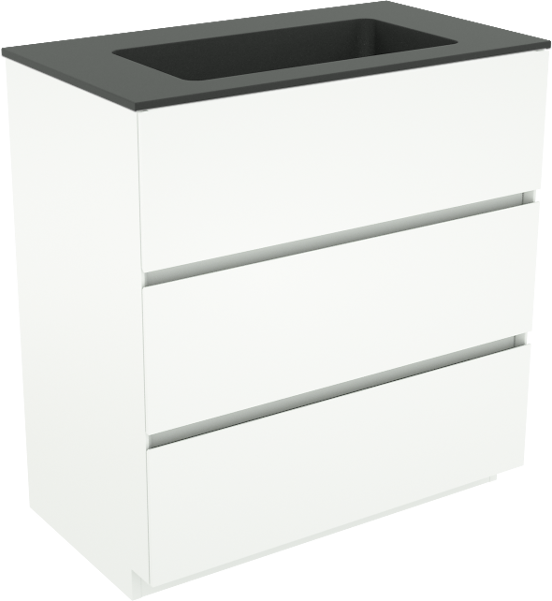 Storke Edge staand badkamermeubel 80 x 46 cm mat wit met Scuro enkele wastafel in kwarts mat zwart