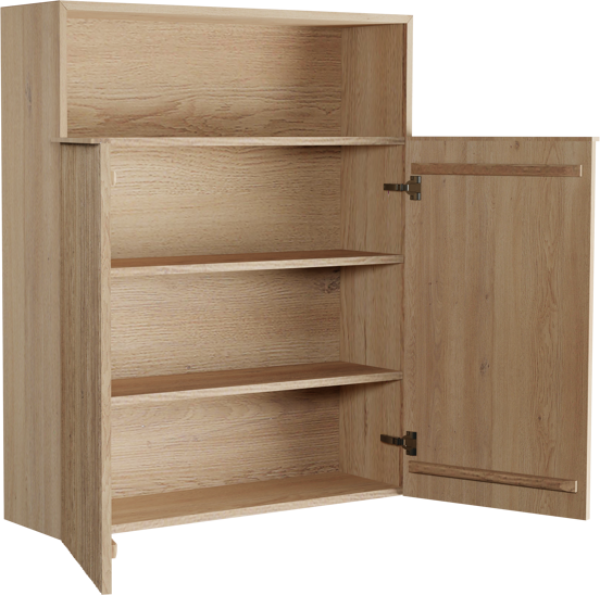 Balmani Forma Badhochschrank: Hängend, asymmetrische Rippen, Eiche Natur, 100 x 30 x 120 cm