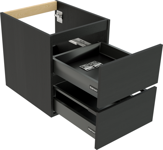Balmani Lucida hängender Waschbeckenunterschrank: 45 x 55 cm, Eiche Schwarz, 2 Schubladen