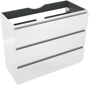 Linie Lado staande wastafelonderkast 100 x 46 cm glanzend wit 3 lades