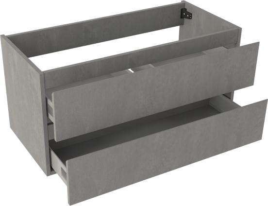 Storke Delta zwevende wastafelonderkast 100 x 48 cm beton donkergrijs 2 lades
