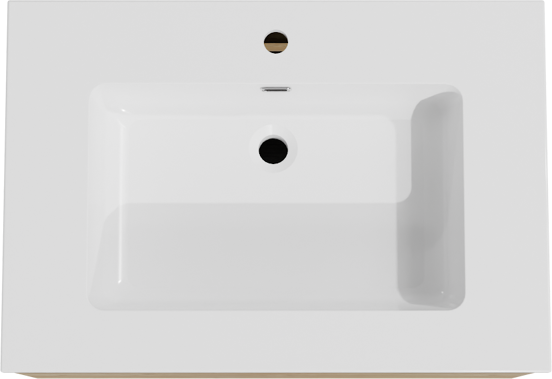Storke Edge meuble salle de bains suspendu 75 x 52 cm chêne brut avec Diva plan simple en marbre composite blanc brillant
