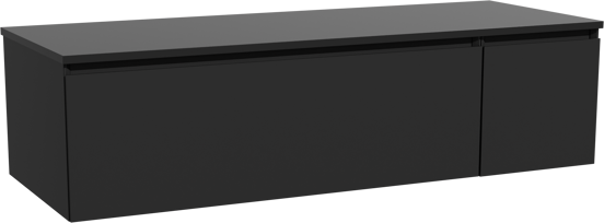 Storke Edge meuble salle de bains suspendu 140 x 52 cm noir mat avec Panton tablette simple ou double en mdf enduit de poudre noir mat