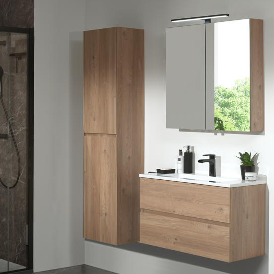 Storke Reflecta Spiegelschrank Bad: 75 x 75 cm, Eiche rustikal