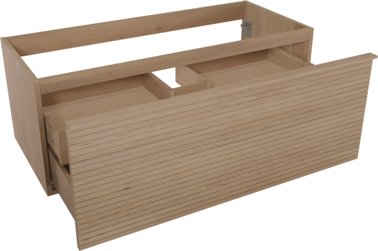 Balmani Forma zwevende wastafelonderkast 120 x 55 cm naturel eiken 2 lades horiz. sym. groef