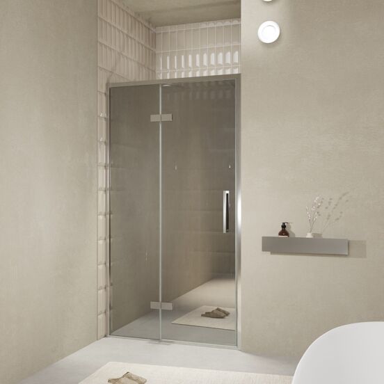 Balmani Senses Design douche draaideur links 120 cm x 210 cm Reflex spiegelglas, Chroom profielen, met coating
