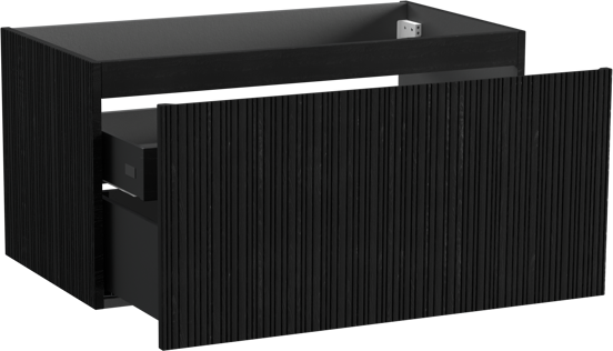 Storke Ribs hängender Waschbeckenunterschrank: 95 x 52 cm, Eiche Schwarz, 2 Schubladen