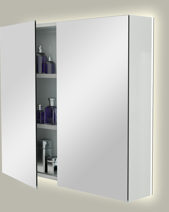 Storke Reflecta Spiegelschrank, 85 x 75 cm, weiß glänzend, mit Spiegelbeleuchtung