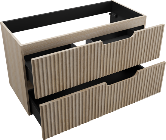 Linie Ribbo zwevende wastafelonderkast 100 x 46 cm lichte eik 2 lades