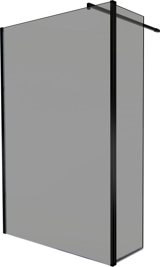 Balmani Move douche à l'italienne avec panneau latéral pivotant 140 x 200 cm verre fumé profil noir mat