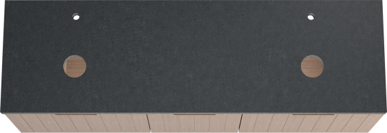 Balmani Adagio meuble salle de bains suspendu 180 x 55 cm chêne vieilli avec Rock tablette double en granit noir