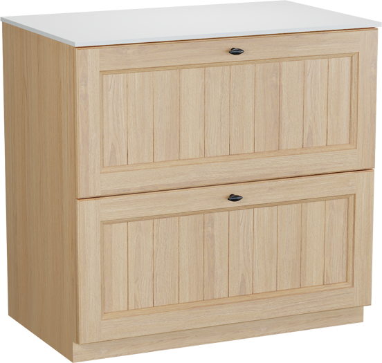 Balmani Lemon meuble salle de bains à poser 90 x 55 cm, plaqué chêne naturel avec Stretto tablette simple en blanc mat