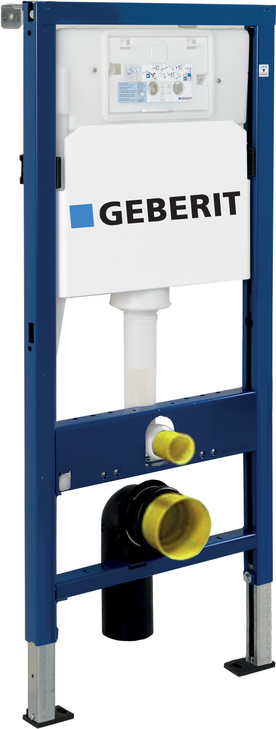 Linie Waldo hangtoilet glanzend wit randloos met Geberit Duofix UP100 Delta inbouwreservoir en bedieningspaneel