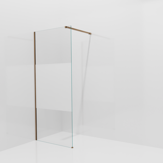 Balmani Modular douche à l'italienne: 90 x 200 cm, Verre transparent avec bande matte, avec coating, Profil Brushed Rosegold