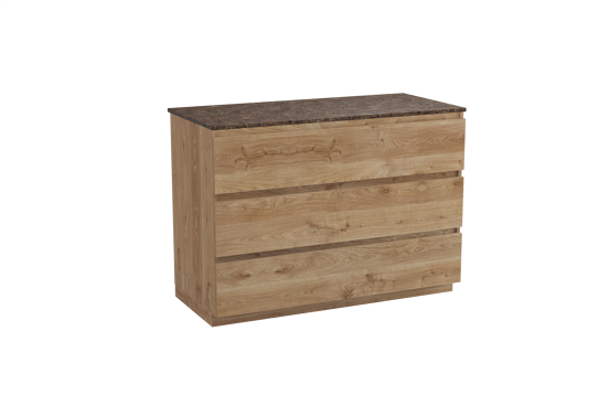 Balmani Lucida staand badkamermeubel 120 x 55 cm ruwe eik met Stretto enkel of dubbel tablet in marmer dark emperador