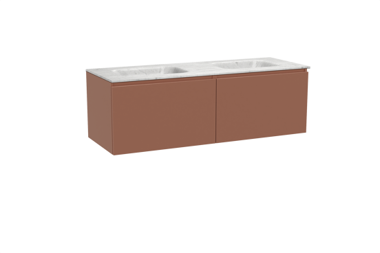 Balmani Sfera hängendes Möbelstück Set: 150 x 55 cm, Cotto, mit Tablo Arcato Doppelwaschtisch, Marmor Carrara
